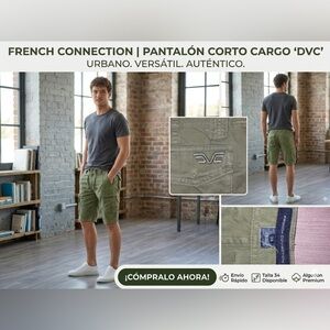 French Connection Olive Green Men's Cargo Shorts. (Sh3)